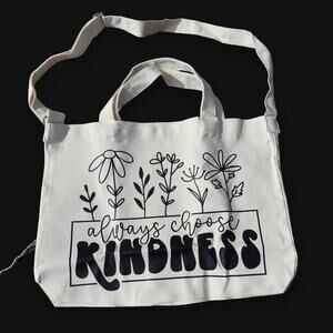 Canvas messenger tote bag 16x11x2 with handles and strap. Inside zipper pocket
